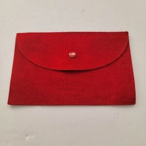 Cartier Red Suede Snap Flap Pouch
